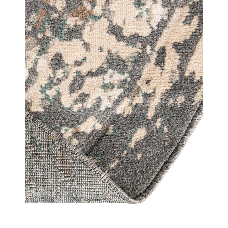 Everalda Southwestern Gray Area Rug, Round 6'1"
