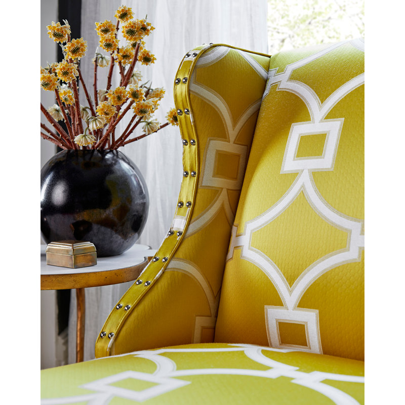 Jardin Circle Fret Fabric, Forsythia