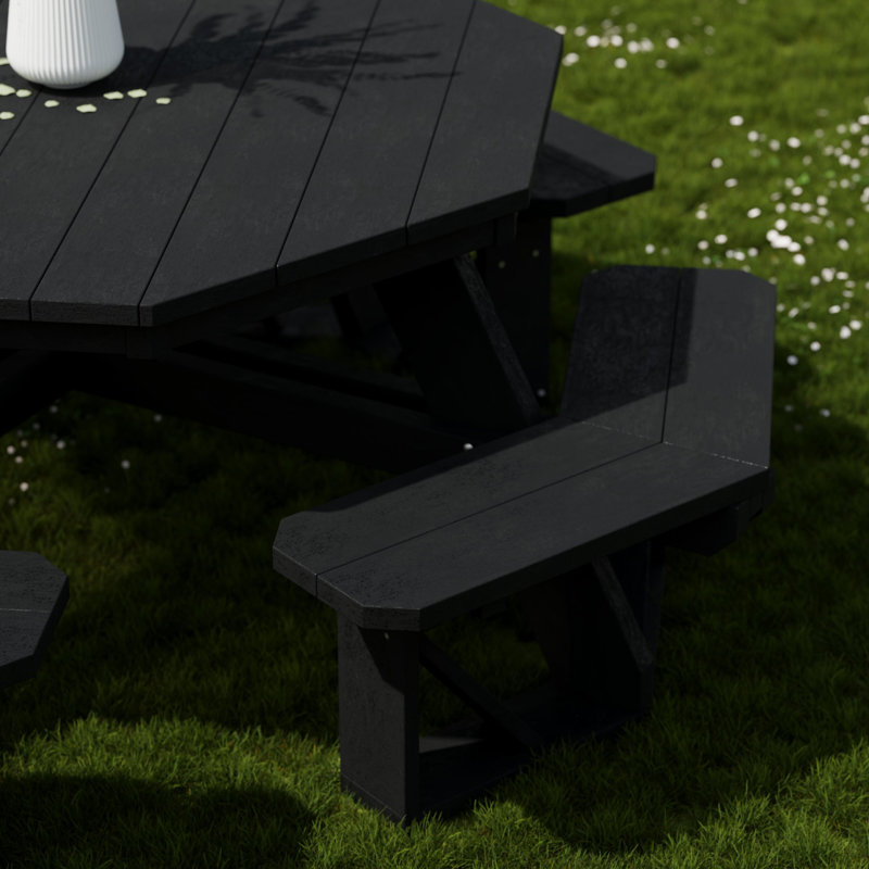 Table de pique-nique Heritage Octagon, Noir, noir, noir, noir