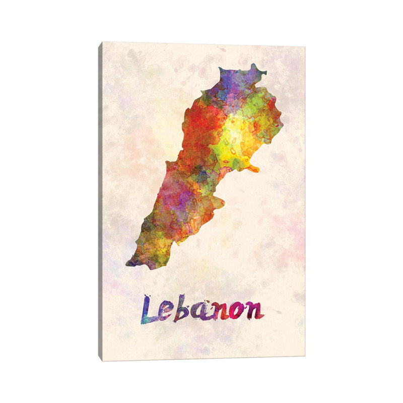 «Lebanon In Watercolor» par Paul Rommer, impression sur toile tendue, H 40 po x l 26 po x P 1,5 po