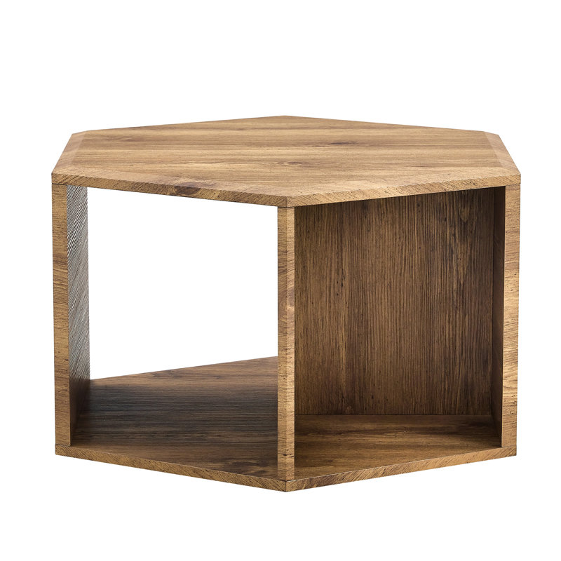 Hexagonal Coffee Table, 14" H x 25" W x 21.6" D, Brown
