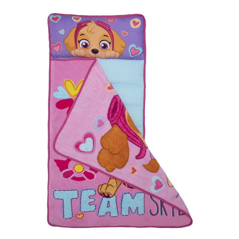 NoJo Paw Patrol Team Skye Toddler Nap Mat -  Includes Attached Pillow and Fleece Blanket
