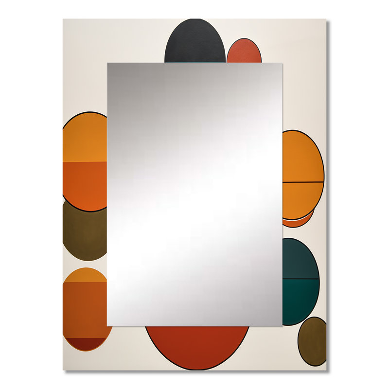 Serendipity Retro Abstract Midcentury Geometrics - Blue Mid-Century Wall Mirror, 32" x 24"