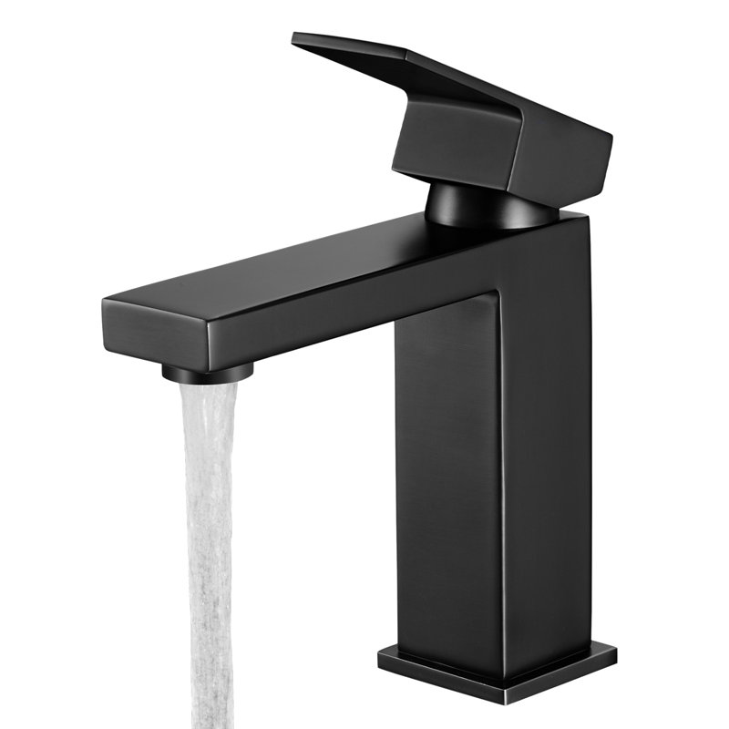 Robinet de salle de bains monotrou avec ensemble de drainage, Noir mat