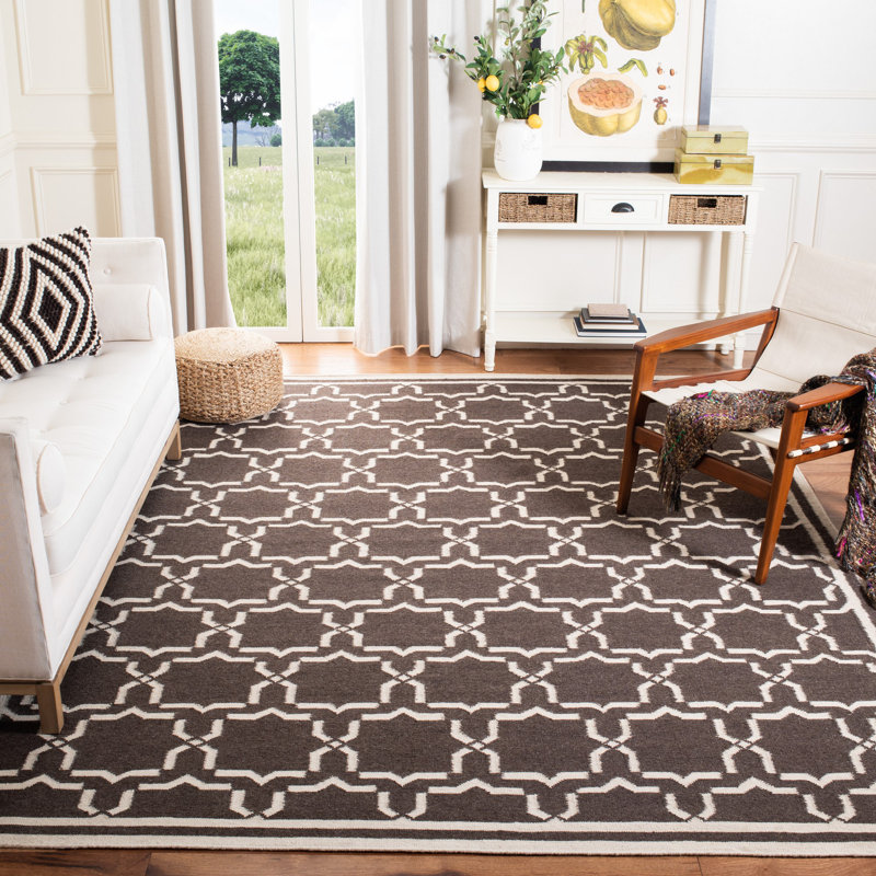 Tapis géométrique en laine et coton tissé à la main Rodgers, Rectangle 4 pi x 6 pi