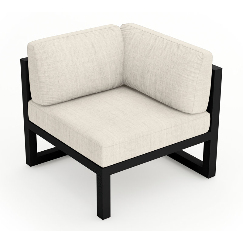Fauteuil d'angle d'extérieur Smith avec coussins Sunbrella, Argent coulé Sunbrella®, Noir