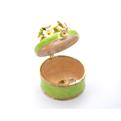 Round Shape Trinket Box with Flowers & Butterfly