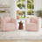 Boucle Polyester Upholstered Swivel Armchair-1201399728