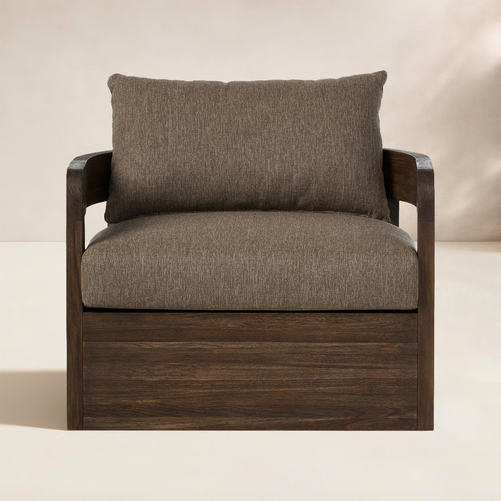 Ewan Swivel Patio Lounge Chair, Stained Saddle Brown, Ellor Brown