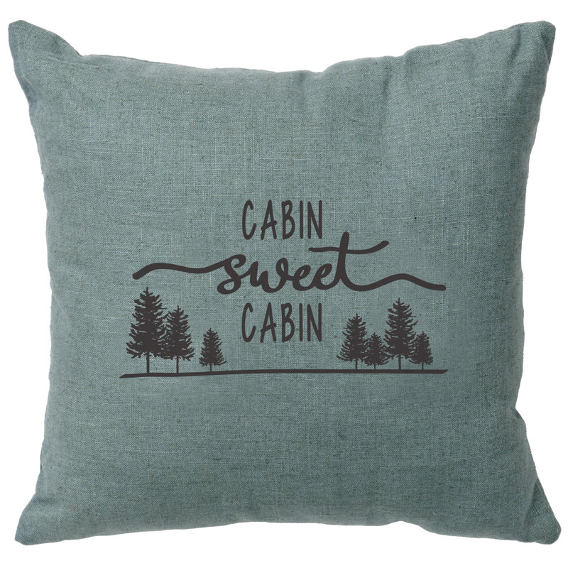 Coussin Wooded River Image - Sweet Cabin - Lin océan, Bleu