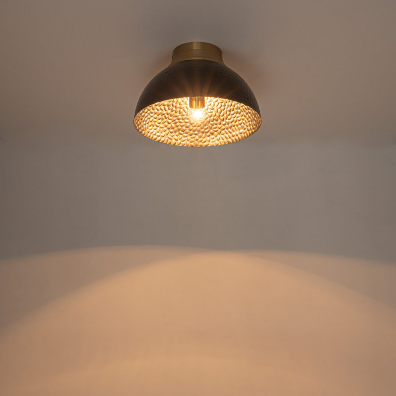 Plafonnier semi-encastré 3 lumières à dôme martelé
