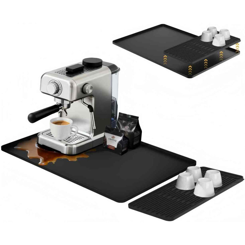 Tapis de café en silicone pour machine à expresso, noir