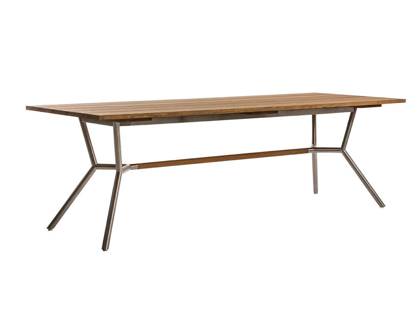 Reef Rectangular 29.5" Dining Table, Teak, Stainless Steel, 29.13" H x 70.88" W x 39.38" D