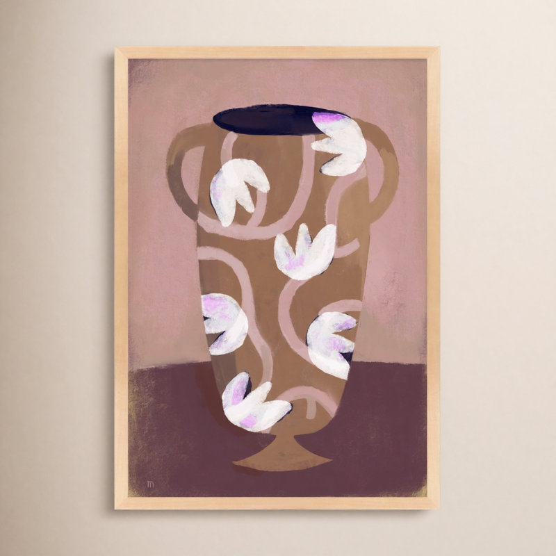 Flowered Vase by Marco Marella for Studio M - Framed Wall Art, 38" H x 26.5" W, Maple Framed Paper