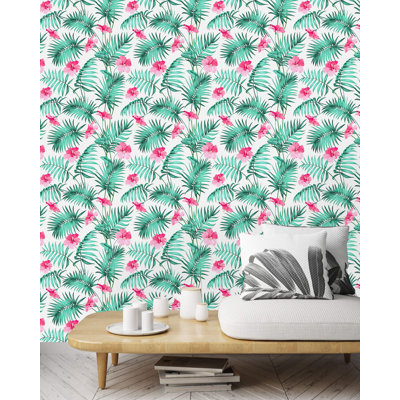 Rouleau de papier peint à motif de feuilles tropicales Bartell