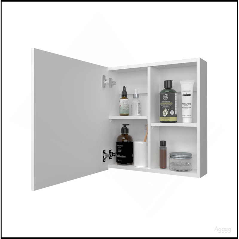Armoire à pharmacie Morenci avec miroir inclus et 1 porte, blanc, Blanc