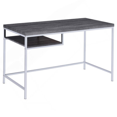 Bureau d'écriture rectangulaire gris et chrome patiné