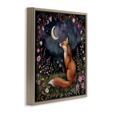 "Woodland Fox Night Forest", art mural sur toile par The Dutch Lady