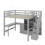 Lit mezzanine double avec bureau en L, armoire, tiroirs et escalier de rangement-114406338