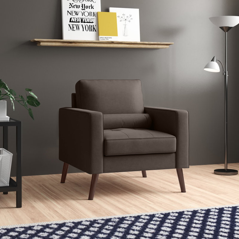Fauteuil capitonné en polyester 31 po Esteban, Polyester gris clair