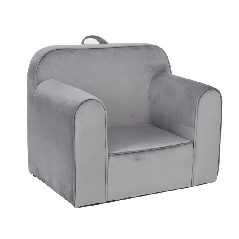 Chaise pour enfants 21,65 po Cao, Velours gris velours