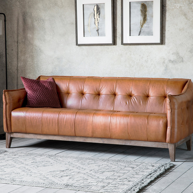 Burgoon 3 Seater Faux Leather Sofa