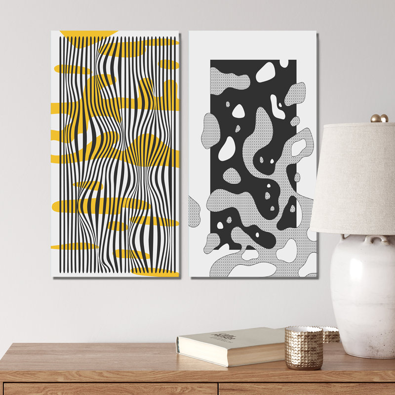 «Retro Japanese Minimal Geometric I», ensemble de 2 impressions, Toile tendue, H 20 po x l 24 po x P 1 po