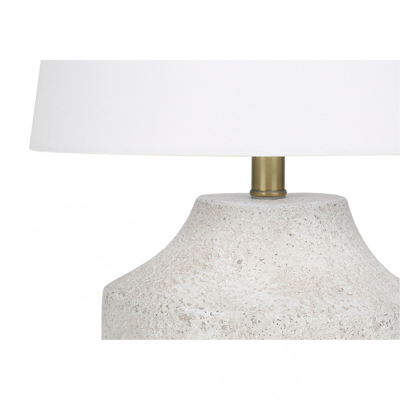 Lighting, H 20 po, lampe de table, béton crème, abat-jour ivoire / crème, moderne