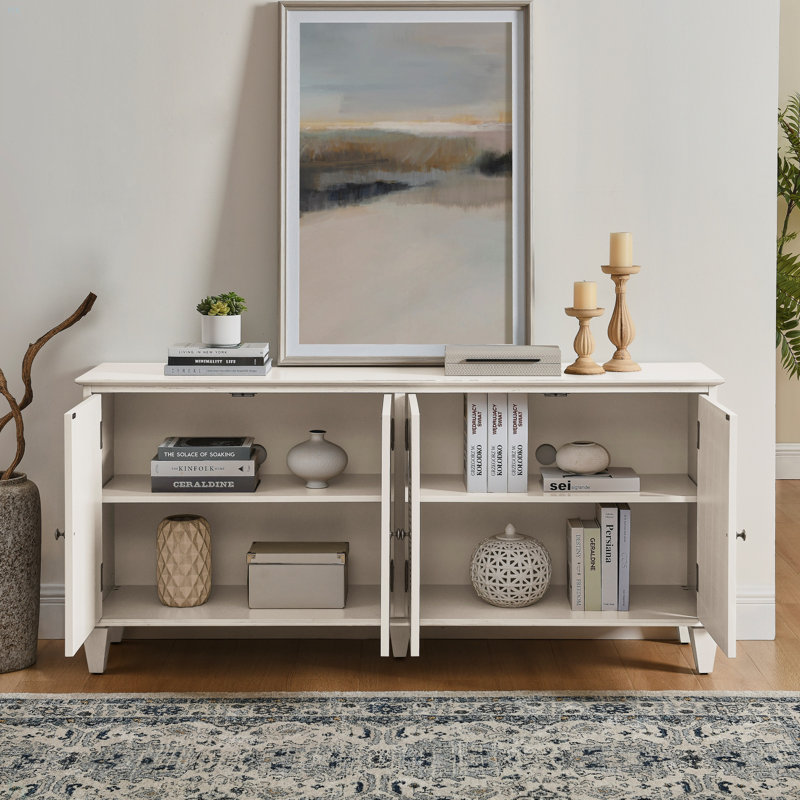 Buffet 65,5 po Mid Century Modern Buffet, Blanc antique
