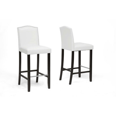 Upholstered Counter Stool with Solid Wood Frame