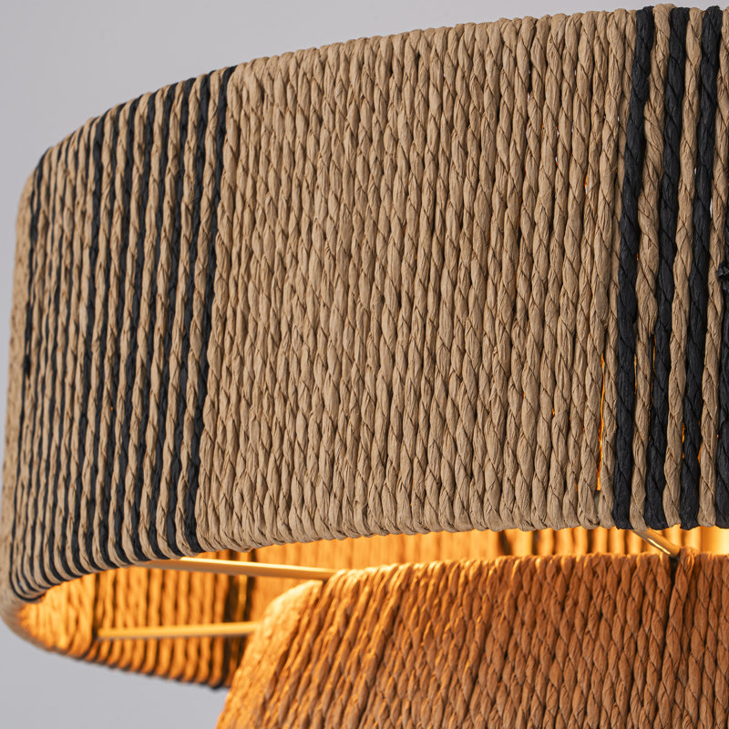 Bradlyn 4-Light Coastal Chandelier 3-Tier Handwoven Multi Color Ceiling Light In Brass
