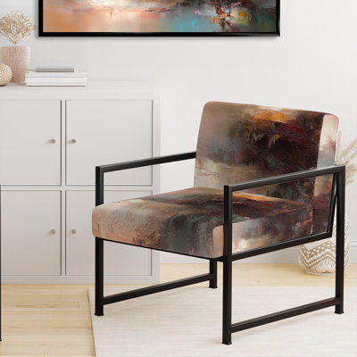 Chaise d'appoint d'appoint rembourrée Brown Nature Abstracted