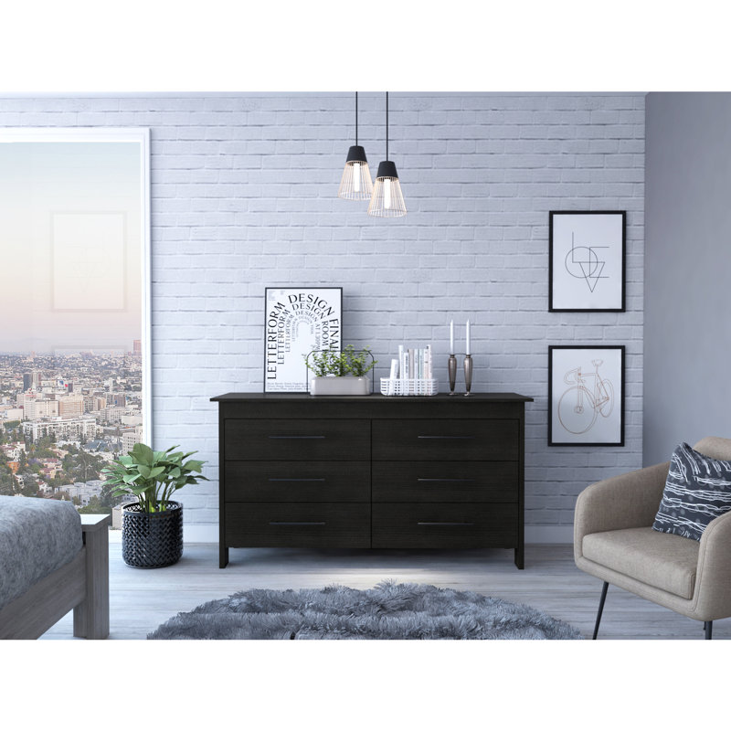 Commode double 6 tiroirs - Noir