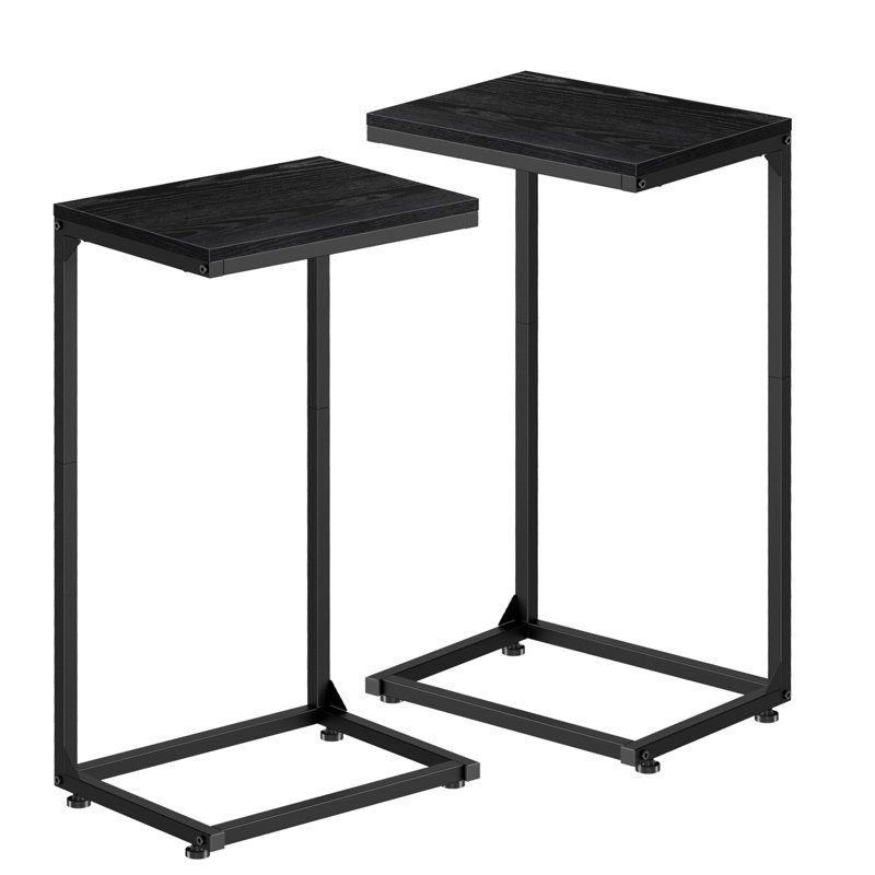 Ensemble de 2 tables horizontales simples en C noires, Noir mat