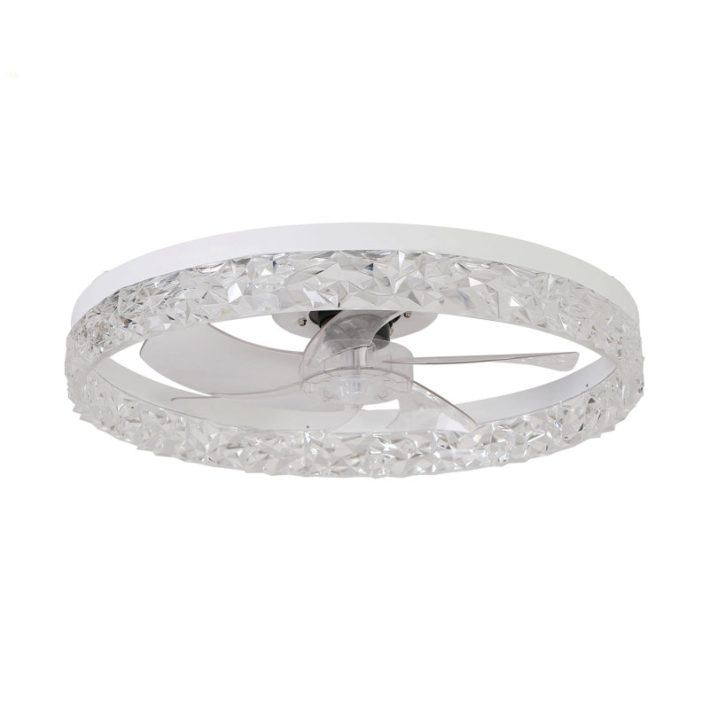 Modern Acrylic Ceiling Fan Light With Remote Control, Dimmable LED Chandelier, 6-Speed Adjustable, Quiet Motor, Flush Mount Design For Living Room, Bedroom, Dining Room