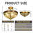 Copper Semi Flush Mount Ceiling Light,4-Light Round Chandelier