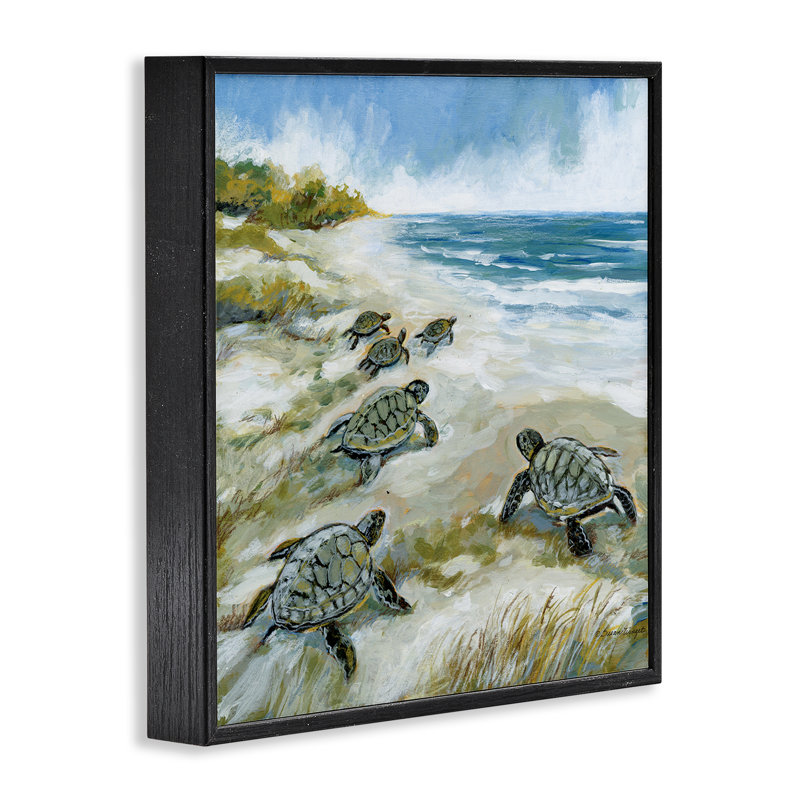 Bébé tortues de mer sur la plage, estampe numérique, conception par Susan Winget, H 12 po x l 12 po