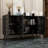 47.2"W Modern Black Sideboard With Slatted Door & Adjustable Shelves