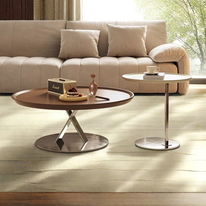 Creme style creative minimalist retro coffee table, 14.7" H x 31.49" L x 31.49" W