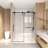 50-54" X 76" H Frameless Sliding  Shower Door, 5/16" (8Mm) Clear Tempered Glass, Stainless Steel Frame,Matte Black-123210158