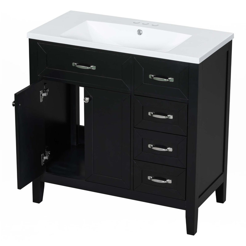 Meuble-lavabo 36 po avec lavabo, Argent argent, Noir, noir, noir, noir