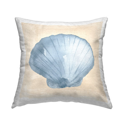 Beige Nautical Clam Shell Outdoor Printed Pillow by Lucille Price