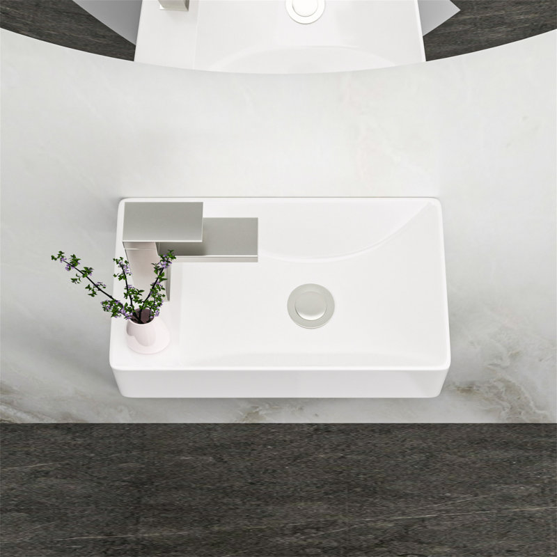 Lavabo de salle de bain rectangulaire en céramique 8,7 po MONSFEST