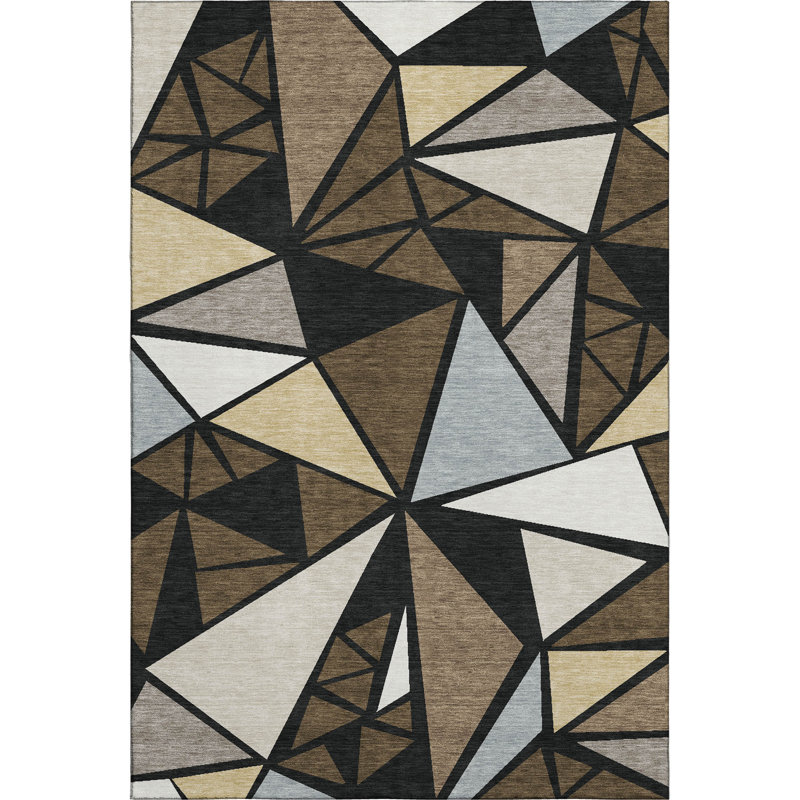 Premium Machine Washable Ketterer AMF1039 Geometric Rug, Rectangle 9' x 12'