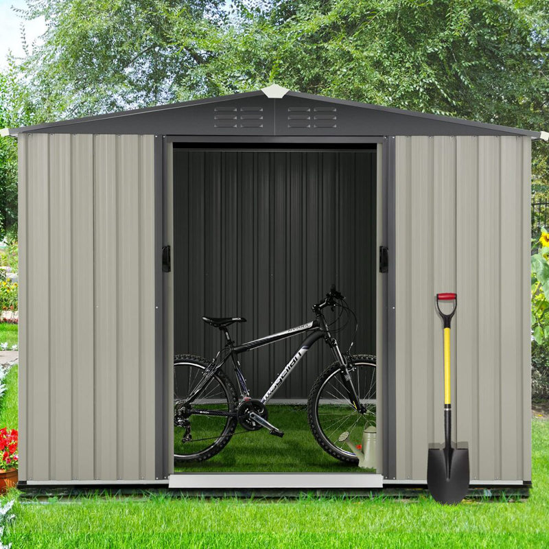 Steep Slope 8 ft. W x 6 ft. D Galvanised Steel Storage Shed