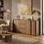 Buffet 78,7 po en bois de noyer avec portes coulissantes et 3 tiroirs, armoire de rangement moderne