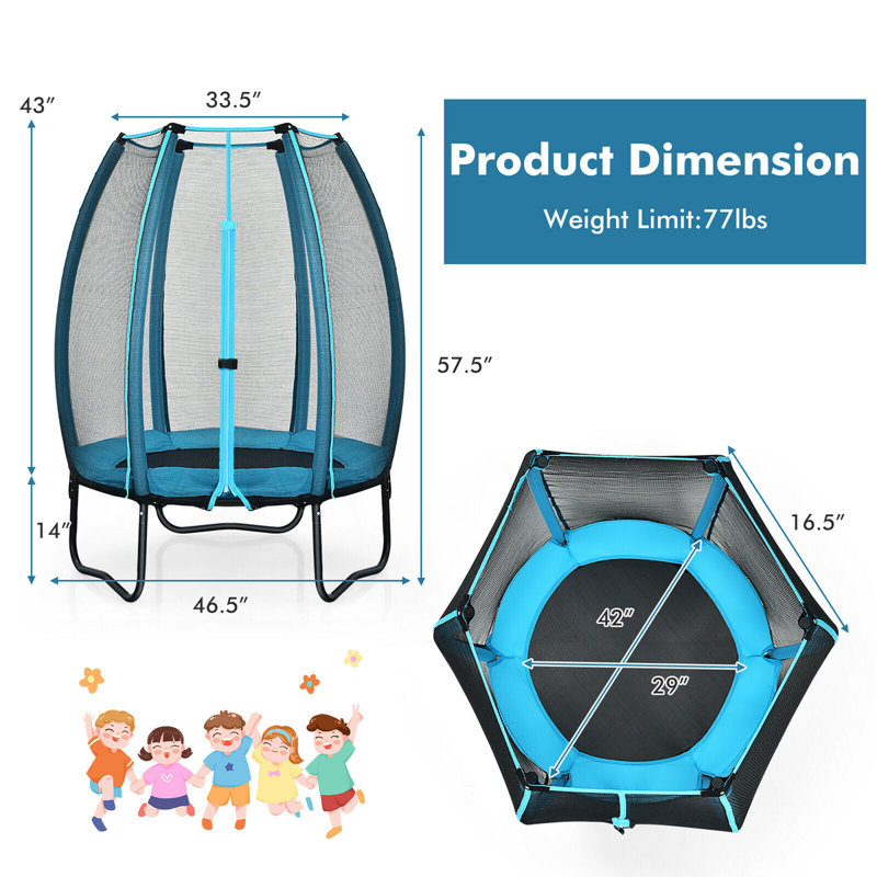 Trampoline de cour arrière 42 po Gymax hors terre avec enceinte sécuritaire