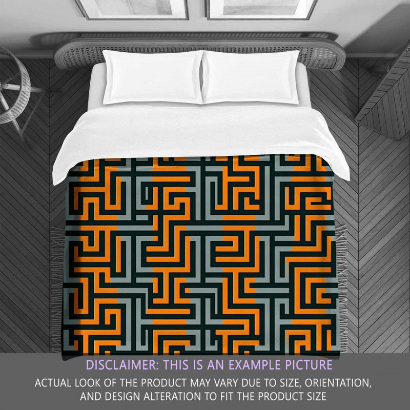 Polyester Comforter, Twin Comforter, Gray/Orange Geometric