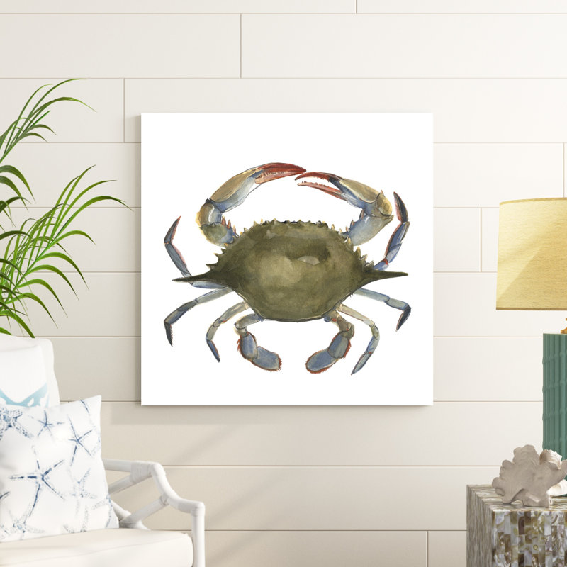 «Watercolor Crab II», peinture sur toile, H 36 po x l 36 po, Toile tendue