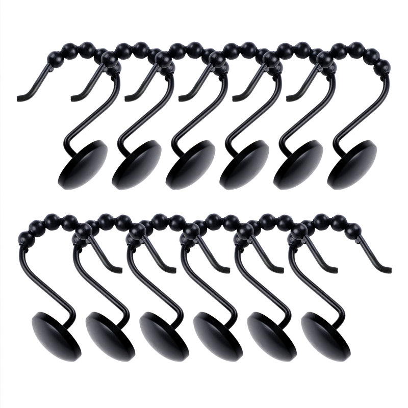 Steel Shower Curtain Hook, Black